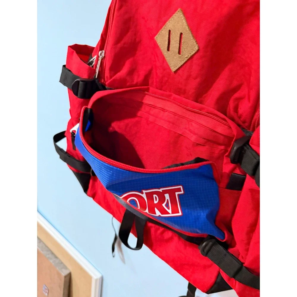 JanSport Red Blue Multi Pocket Backpack Adjustable Straps Travel School Bag